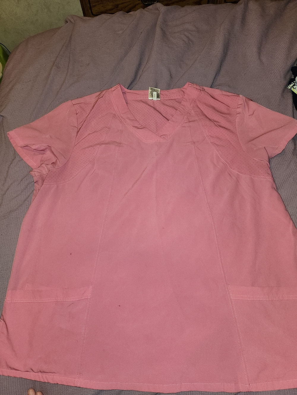 Pink V-Neck Medical Scrub Top